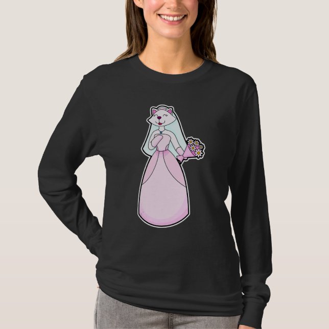 Cat Bride Bunch of flowers Wedding T-Shirt (Vorderseite)