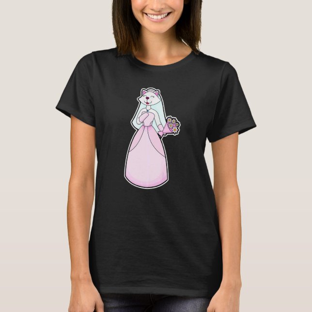 Cat Bride Bunch of flowers Wedding   T-Shirt (Vorderseite)