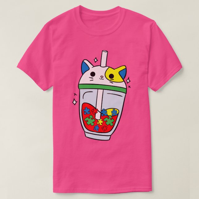Cat Bubble Tee Autismus Bewusstsein Niedlich Puzzl (Design vorne)