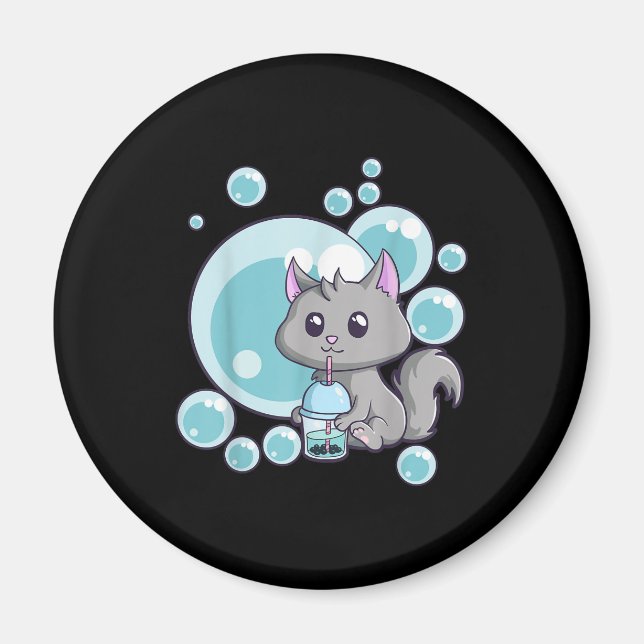 Cat Bubble Tee-Geschenk | Witziges Boba Tee Katzen Magnet (Vorne)