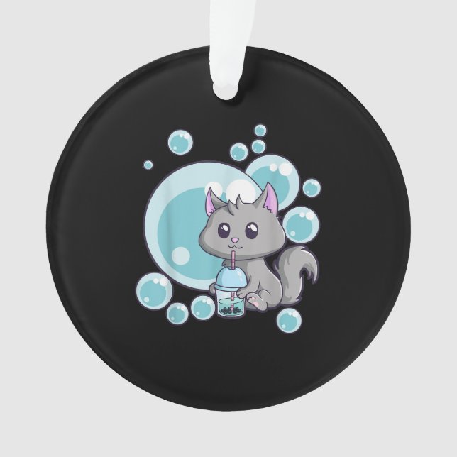 Cat Bubble Tee-Geschenk | Witziges Boba Tee Katzen Ornament (Vorderseite)