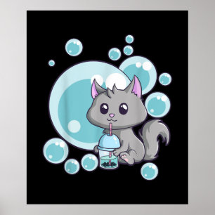 Cat Bubble Tee-Geschenk   Witziges Boba Tee Katzen Poster