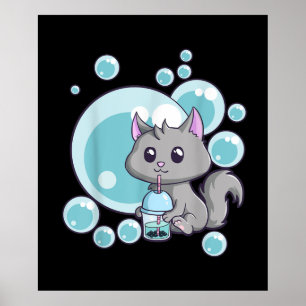 Cat Bubble Tee-Geschenk   Witziges Boba Tee Katzen Poster