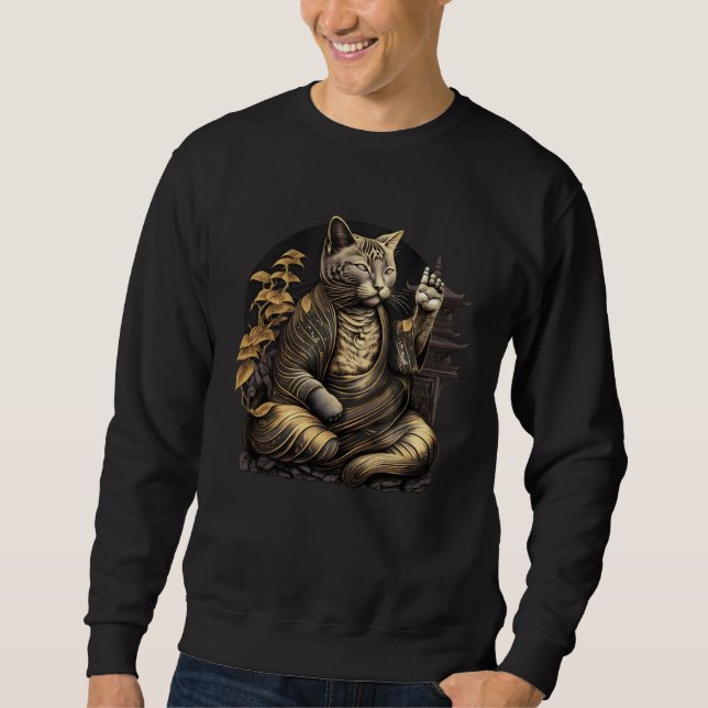 Cat Buddha Zen Sweatshirt (Vorderseite)