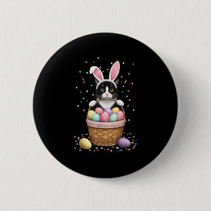 Cat Bunny Oars Eggs Meowy Osterkaninchen Lover Men Button