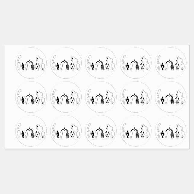 Cat Butts Etiketten (Blatt)