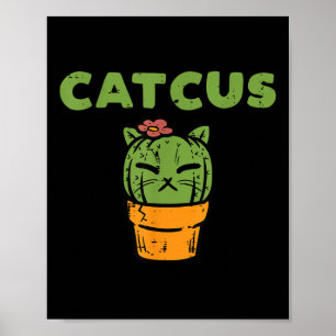 Cat Cactus Niedlich Sukkulente Pflanze Kitten Wome Poster