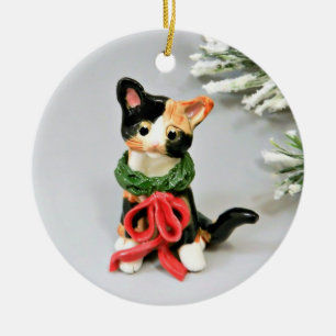  Cat Calico Holiday Keramik Ornament Obelisk