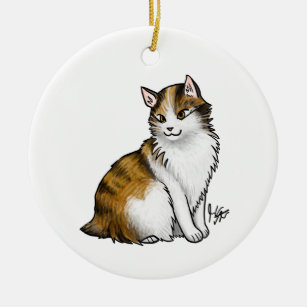 Cat Calico Schwanz-less Keramik Ornament