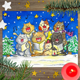 Cat Carol Singers Postcard Funny und Niedlich Postkarte