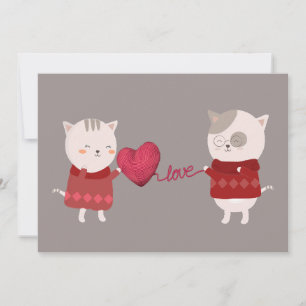 Cat Cartoon Couple Einladung
