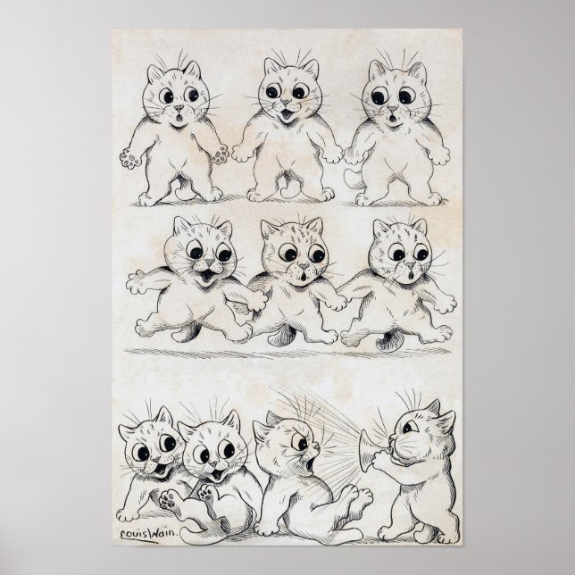 Cat Cartoon, Louis Wain Poster (Vorne)