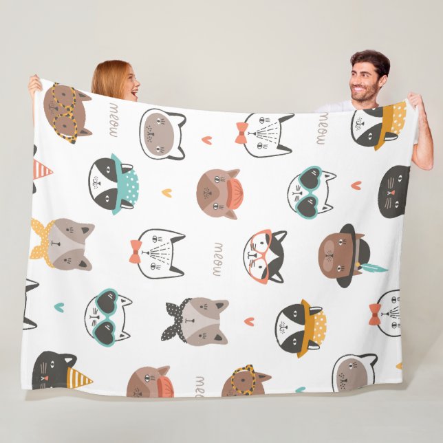 Cat Cartoon Pattern Fleecedecke (Beispiel)