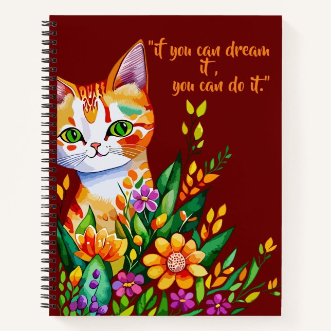 Cat-Cat-Blume-Spiralheft Notizbuch (Vorderseite)