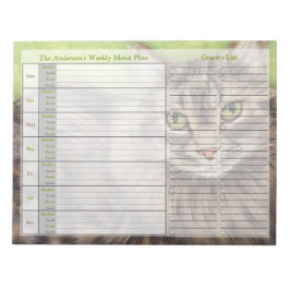 Cat Cat Weekly Personalisiert Menu Plan Notepad Notizblock