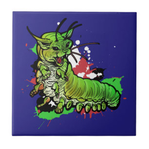 Cat Caterpillar Green Fliese