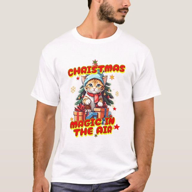 Cat Celebrate Christmas T-Shirt (Vorderseite)