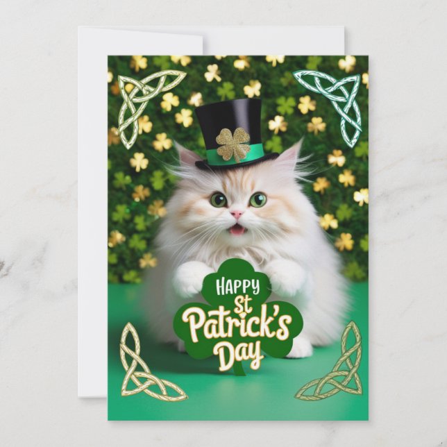 Cat Celebrating St Patricks Day Save The Date (Vorderseite)