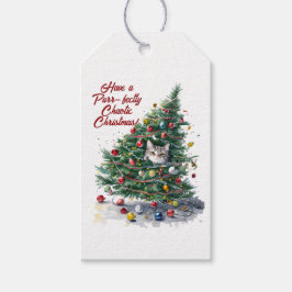 Cat Chaos Weihnachtsbaum Design Wasserfarbe Geschenkanhänger