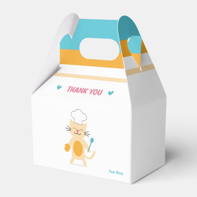 Cat Chef Personalized Kids Favor Box Geschenkschachtel (Vorderseite)