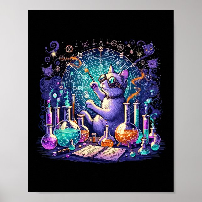 Cat Chemistry Science Lover Funny Chemist Student Poster (Vorne)