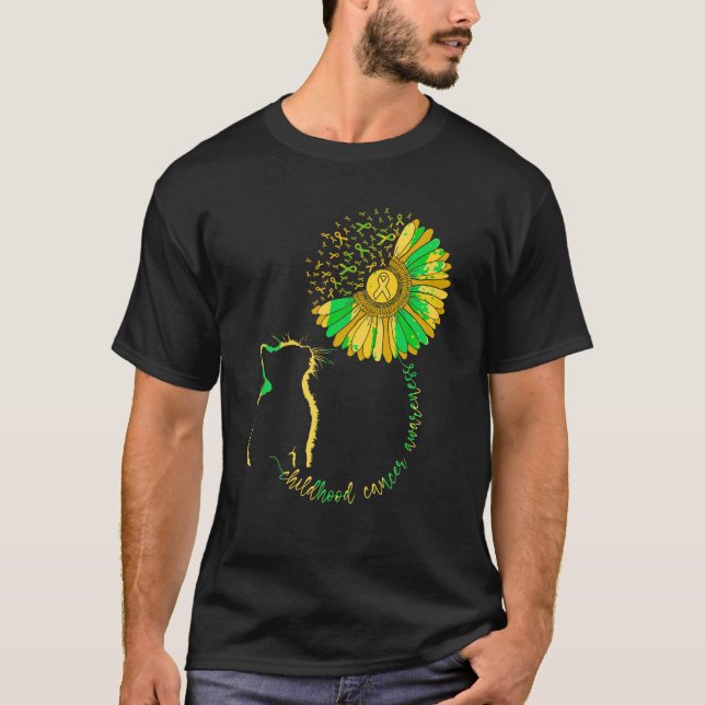 Cat Childhood Cancer Awareness Month Ribbon T Shir T-Shirt (Vorderseite)