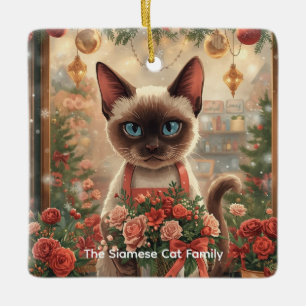 Cat Christmas Blume durch Blumenpapier Keramikornament