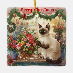 Cat Christmas Blume durch Blumenpapier Keramikornament