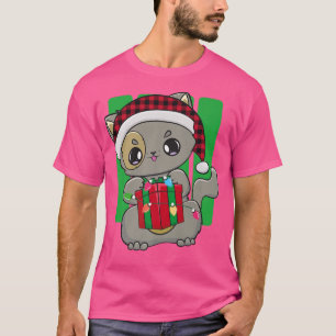 Cat Christmas Eve Kitten Chibi Niedlich Kawaii Ani T-Shirt