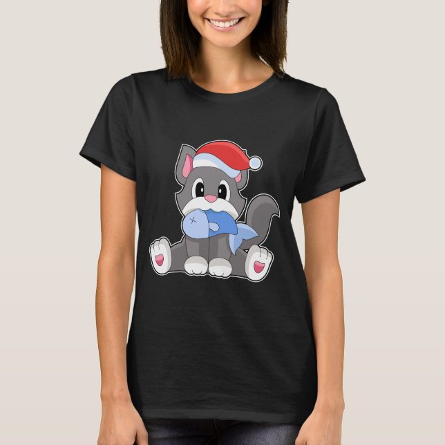 Cat Christmas Fisch T-Shirt (Vorderseite)