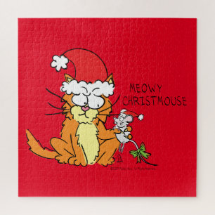 Cat Christmas Funny Cartoon Niedlich Mouse
