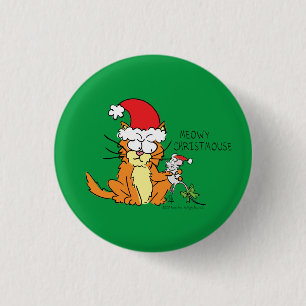 Cat Christmas Funny Cartoon Niedlich Mouse Button
