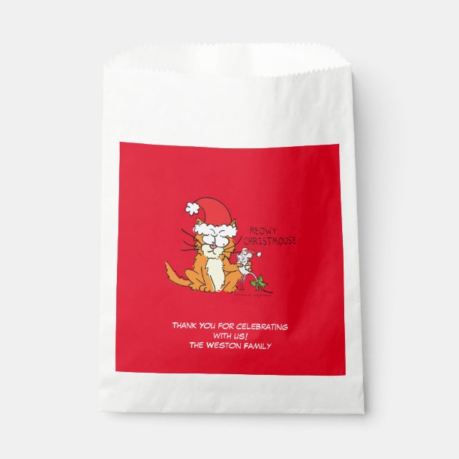 Cat Christmas Funny Cartoon Niedlich Mouse Geschenktütchen (Vorderseite)