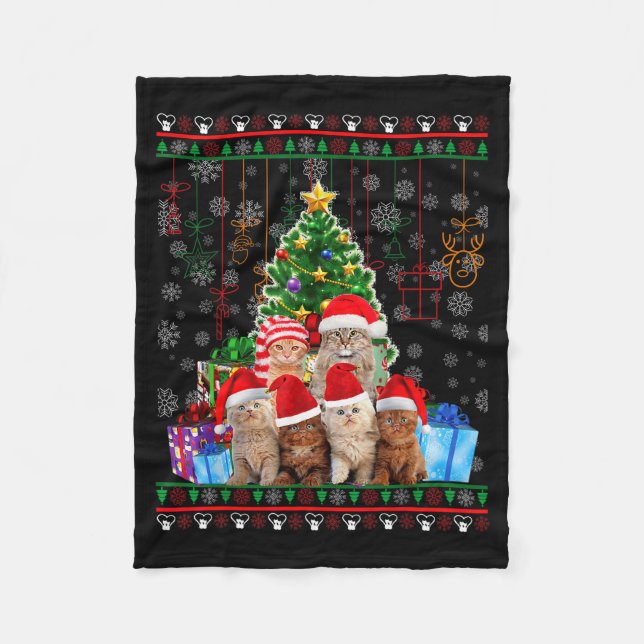 Cat Christmas Funny Ugly Women Men Merry Gift  Fleecedecke (Vorderseite)