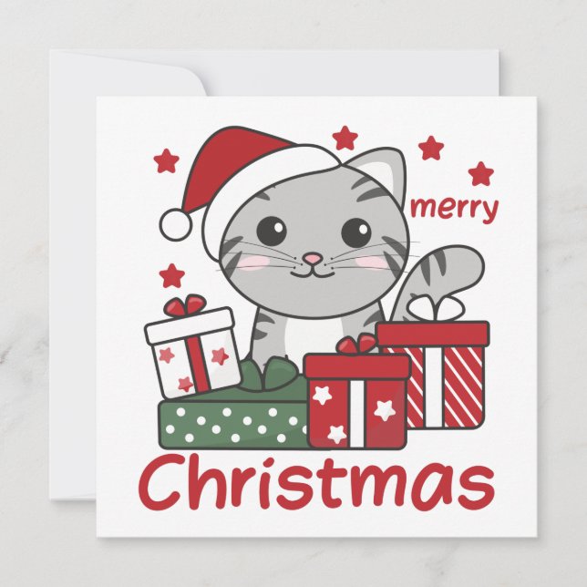 Cat Christmas Gift Winter Animals Cats Einladung (Vorderseite)