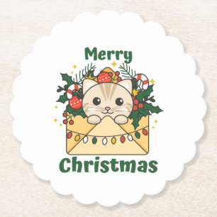 Cat Christmas Letter Winter Animals Cats Untersetzer