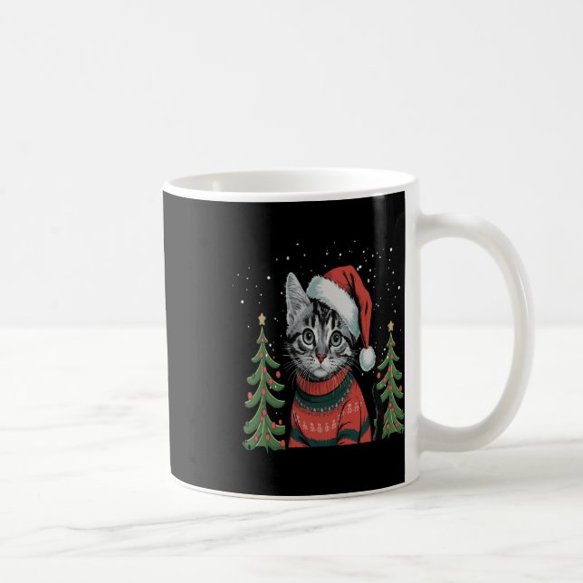 Cat Christmas Light Reindeer Weihnachten Kaffeetasse (Rechts)