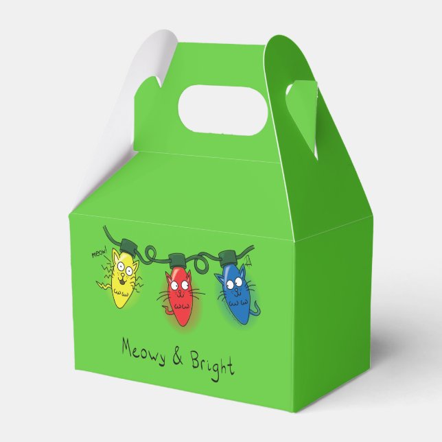 Cat Christmas Lights Funny Meowy und hell Geschenkschachtel (Vorderseite)