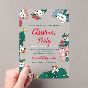 Cat Christmas Party Acryleinladungen