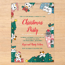 Cat Christmas Party Acryleinladungen