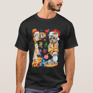 Cat Christmas Riding Pizza Funny Cats Weihnachtsma T-Shirt