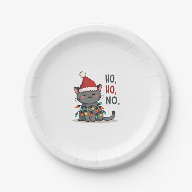 Cat Christmas Shirt Kids Funny Santa Cat Christmas Pappteller (Vorderseite)