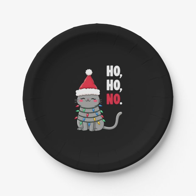 Cat Christmas Shirt Kids Funny Santa Cat Christmas Pappteller (Vorderseite)