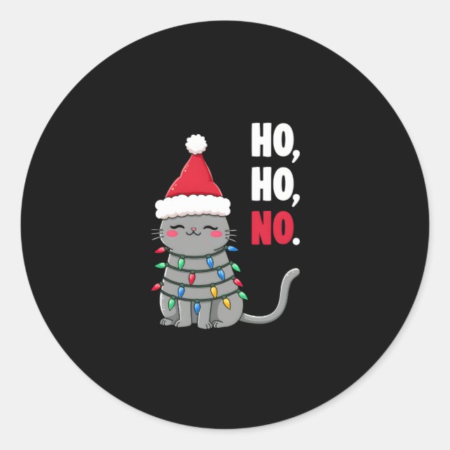 Cat Christmas Shirt Kids Funny Santa Cat Christmas Runder Aufkleber (Vorderseite)