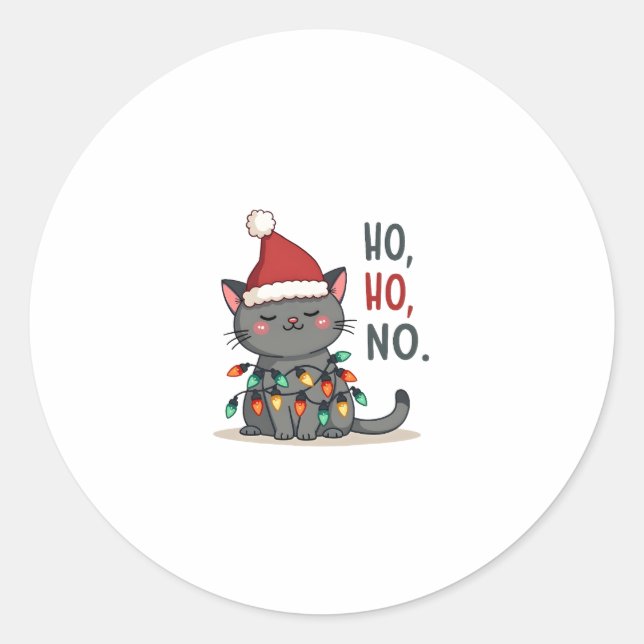 Cat Christmas Shirt Kids Funny Santa Cat Christmas Runder Aufkleber (Vorderseite)