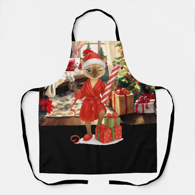 Cat Christmas Siamese Katze Schürze (Vorderseite)