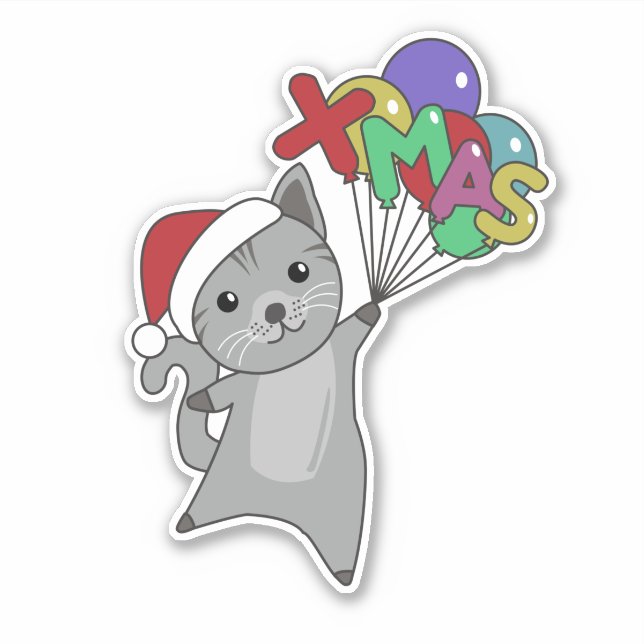 Cat Christmas Snow Winter Animals Cats Sticker (Vorderseite)