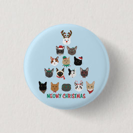 Cat Christmas Tree Button