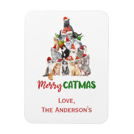 Cat Christmas Tree Cat Lover Christmas Card Magnet