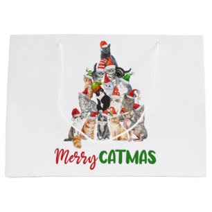 Cat Christmas Tree Cat Lover Weihnachtsfeiertag Große Geschenktüte